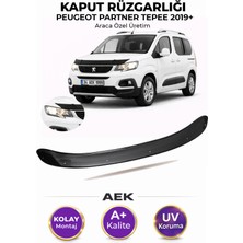 AEK Modern Peugeot Partner 2019+ Araca Özel Üretim "4mm" Kaput Rüzgarlığı A+ (Pianoblack)
