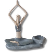 Yogacı Kız Polyester Çubuk Tütsülük ve   Tealight Mumluk Gri