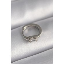 Taş Ve Oyun Atölyesi Taşveoyunatölyesi 316L Çelik Gümüş Renk Kare Zirkon Taşlı Tragus Piercing TG27PR1309