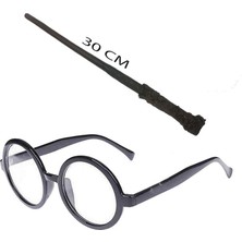 Zero Land Snmswrld Harry Potter Asası 30 cm ve Siyah Çerçeveli Harry Potter Gözlüğü Seti