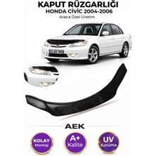 AEK Modern Honda Civic 2004-2006 Araca Özel Üretim "4mm" Kaput Rüzgarlığı A+ (Pianoblack)