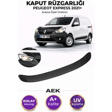 AEK Modern Renault Express 2021+ Araca Özel Üretim "4mm" Kaput Rüzgarlığı A+ (Pianoblack)