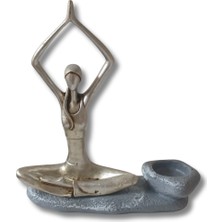 Yogacı Kız Polyester Çubuk Tütsülük ve   Tealight Mumluk Gümüş
