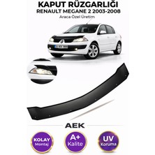 AEK Modern Renault Megane 2 Sd Araca Özel Üretim "4mm" Kaput Rüzgarlığı A+ (Pianoblack)