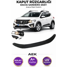 AEK Modern Dacia Sandero 2021+ Araca Özel Üretim "4mm" Kaput Rüzgarlığı A+ (Pianoblack)