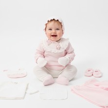 Milays Müslin Ponponlu  Kız Bebek Yenidoğan %100 Pamuktan 10 Parça Hastane Çıkışı Zıbın Seti