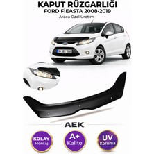AEK Modern Ford Fiesta 2008-2016 Araca Özel Üretim "4mm" Kaput Rüzgarlığı A+ (Pianoblack)