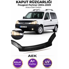 AEK Modern Peugeot Partner 2004-2009 Araca Özel Üretim "4mm" Kaput Rüzgarlığı A+ (Pianoblack)