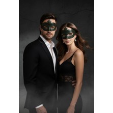 Ikili Haki Yeşili Venedik Maske Seti - Çiftler Için Mat Orman Yeşili Göz Maskesi