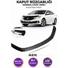 AEK Modern Honda Civic 2016-2021 Araca Özel Üretim "4mm" Kaput Rüzgarlığı A+ (Pianoblack)