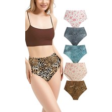 Moda Şahsenem Desenli Lazer Kesim Külot 5'li Paket – Iz Yapmaz, Yüksek Bel, Günlük Rahat ADZ001