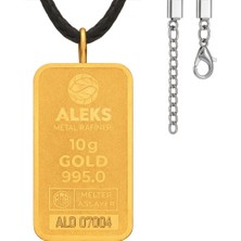 Agakulche 10 gr 24 Ayar Siyah Ipli Amr Altın Külçe Kolye