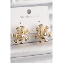 Taş Ve Oyun Atölyesi Taşveoyunatölyesi Pirinç Gold Renk Virüs Figür Model Kadın Küpe TG27BKP10070