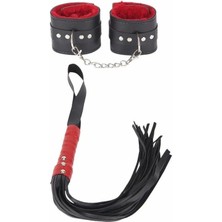 Amora Secret Özel Tasarım  Kırbaç ve Kelepce Içı Kırmızı Ikılı Set