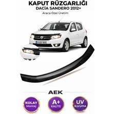 AEK Modern Dacia Sandero 2012-2019 Araca Özel Üretim "4mm" Kaput Rüzgarlığı A+ (Pianoblack)