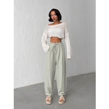 Kadın Keten Dokulu Balon Pantolon