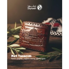 Zaytoon Kubbet-Üs-Sahra'Nın Nakışlı Kahverengi Deri Erkek Cüzdanları 11*10 Cm A200001