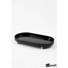 Eocraft Lüks Kompozit Granit Yağlık Altlığı ve Sunumluk 24X12,5 cm Gold Top Ayaklı Sunum Tabağı (Orta Boy)