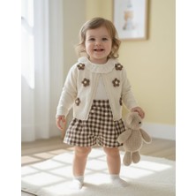 Lumia Laura Baby Çiçek Nakışlı Hırkalı Şort Etekli Kız Bebek Çocuk 3 Lü Takım