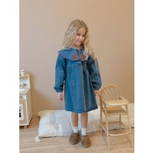 Miniko Kids Kız Çocuk Bayramlık Yakalı Kot Elbise