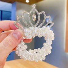 Efna Store Kraliçe Tacı Figürlü Zirkon Taşlı Cinderella,prenses Toka,atkuyruğu,topuz Incili Çocuk Lastik Toka