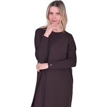 Sıkma Kol Triko Elbise Kahve