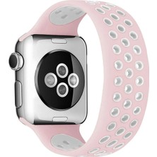 Üreticiniz Newface Apple Watch 38MM Ayarlı Delikli Silikon Kordon - Pembe-Beyaz 481348