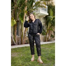 JOOQSTORE Desenli Siyah Takım