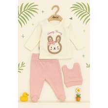 Aki Moda Kids Aki Moda Kıds Kız Bebek Yeni Doğan Tavşan Baskılı 3lü Hastane Çıkış Seti