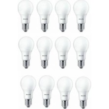 Philips Orijinal Phılıps 60 Wat Gücünde  8 Wat  Elektrik Tüketimli 806 Lumen LED Ampul Paket Içeriği 12 Adet Beyaz LED Işık