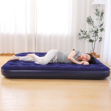 WİderMarkt Çift Kişilik Şişme Yatak – Flokeli Yüzey, Dayanıklı Vinil, Kamp ve Ev Kullanımı Için