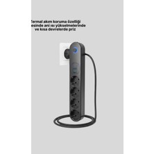 Astraltech Akım Korumalı Çoklu Priz 4’lü 2 USB 1 Type-C 2500W Güçlü Tasarım