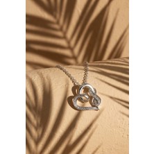 Lykos Çelik Gümüş Renk Zincir Zirkon Taş Detaylı Kalp Model Sonsuzluk Detay Kadın Kolye