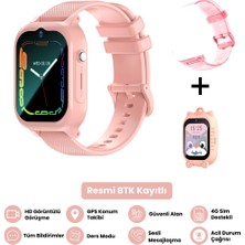 Harvox Hx Kids 4g Max Sim Kartlı Akıllı Çocuk Saati 3 Kordonlu Gps Konum Takibi Arama Konuşma 4g Destekli Pembe