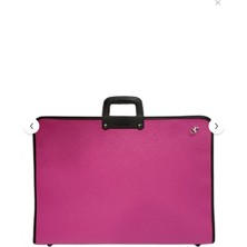 Göçmen Deri Resim Çantası 40X55 cm Dokulu Proje Çizim Çantaları Pembe
