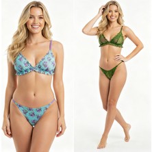 Bonbon Kadın Fırfırlı Balensiz Desteksiz Bralet Sütyen ve String 2'li Takım BB2290