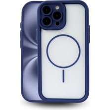 Vissona iPhone 13 Pro Max Uyumlu Kamera Korumalı Magsafe Wireless Şarj Özellikli Mat Silikon Lacivert Renkli