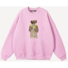 Mad&Calf  Unisex Teddy Guy Baskılı Bisiklet Yaka Oversize Sweatshirt