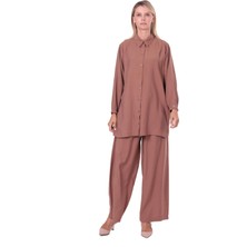Invee Sade Modal Pantolonlu Takım Tarçın