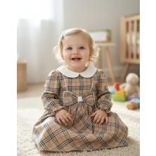 Lumia Laura Baby  Kız Bebek Çocuk Ekoseli Fiyonklu Bebe Yaka Elbise