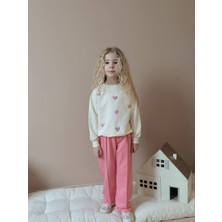 Miniko Kids Kız Çocuk Kalp Modelli Geniş Paça Pamuk Takım