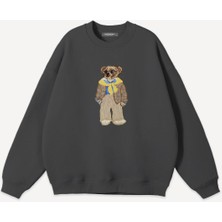 Mad&Calf  Unisex Teddy Guy Baskılı Bisiklet Yaka Oversize Sweatshirt