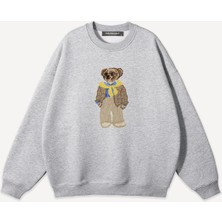Mad&Calf  Unisex Teddy Guy Baskılı Bisiklet Yaka Oversize Sweatshirt