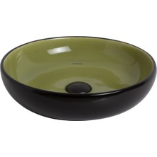 Smanni - Nukki Tezgah Üstü Lavabo Mat Siyahyosun Yeşili Outlet - LV1070-306-