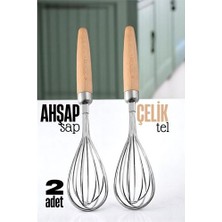 Turk Ahşap Saplı Çelik Çırpıcı - Yumurta ve Sos Çırpıcı Mutfak Çırpıcısı Çırpma Te