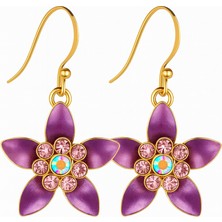 Tuqos Kadın  Lila Taşlı Çiçek Küpe  2,5 cm