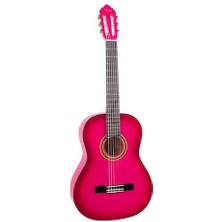 Valencia VC102TPKS 1/2 Klasik Gitar - Pembe Sunburst (Başlangıç Seviyesi) | Sap Ayar Çeliği (Truss Rod), Çocuklar Için Ilgi Çekici Pembe Tasarım ve Kolay Basılan Yumuşak Teller