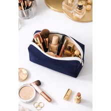 Pazar Kapısı Lüks Lacivert Kot Makyaj ve Kozmetik Seyahat Çantası