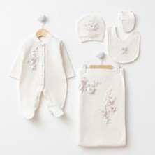 Eda Baby Ithal Dantel Detaylı Premium Waffle Kumaş Bebek Takımı - 5'li Set %100 Pamuk