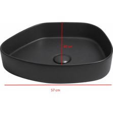 Smanni - Aquarius Trap Tezgah Üstü Lavabo Mat Siyah Outlet - LV1152-202-